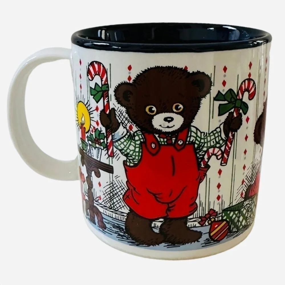 Vintage 1980 Potpourri Press Teddy Bear Christmas Mug 3.5